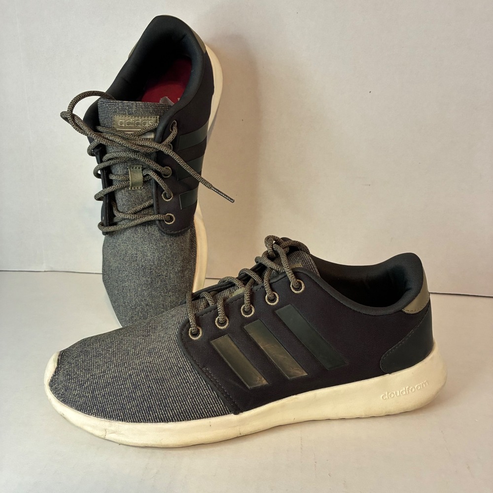 Adidas Cloudfoam QT Racer Sneakers Athletic Shoes Women US 9 Gray Running Carbon